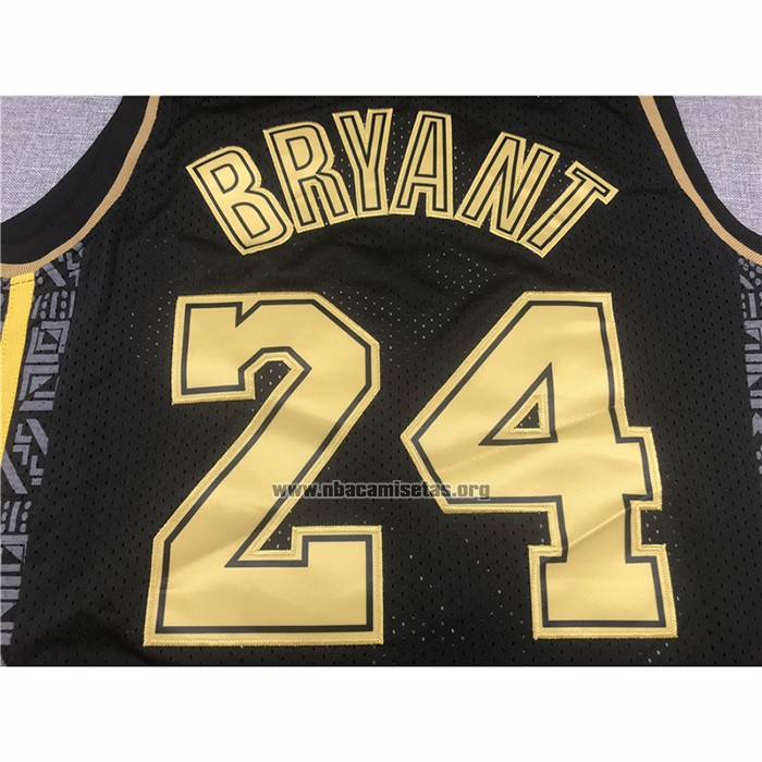 Camiseta Los Angeles Lakers Kobe Bryant NO 24 Retro Oro Negro